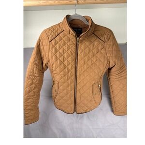 Love Tree Women's Tan Quilted Bomber Jacket Size S Small